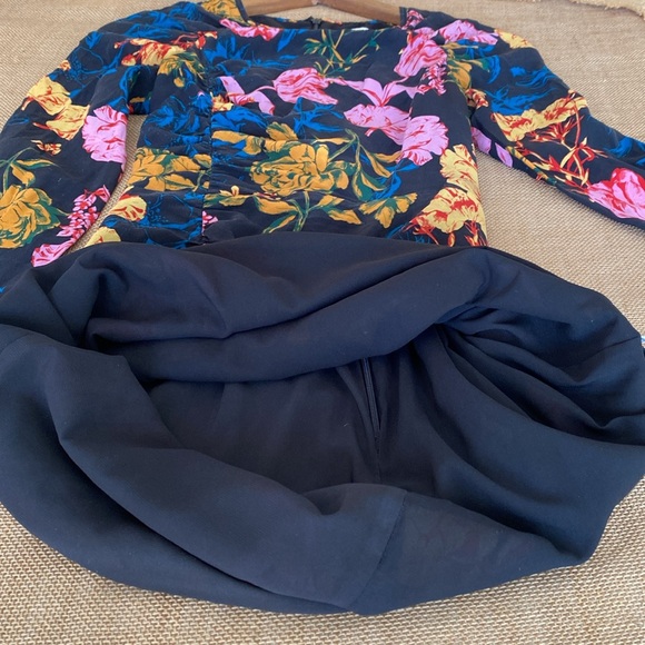 Whistles Silk Blend Long Sleeve Ruched Floral Dress - Picture 9 of 15